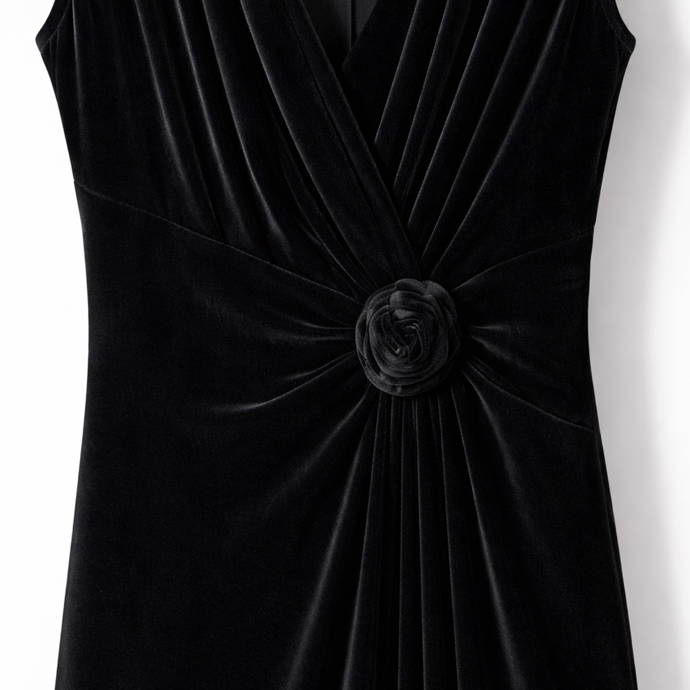 CARTISE Velvet Maxi Dress Sleeveless Draped Formal Evening Cocktail Gown Black - Picture 5 of 16